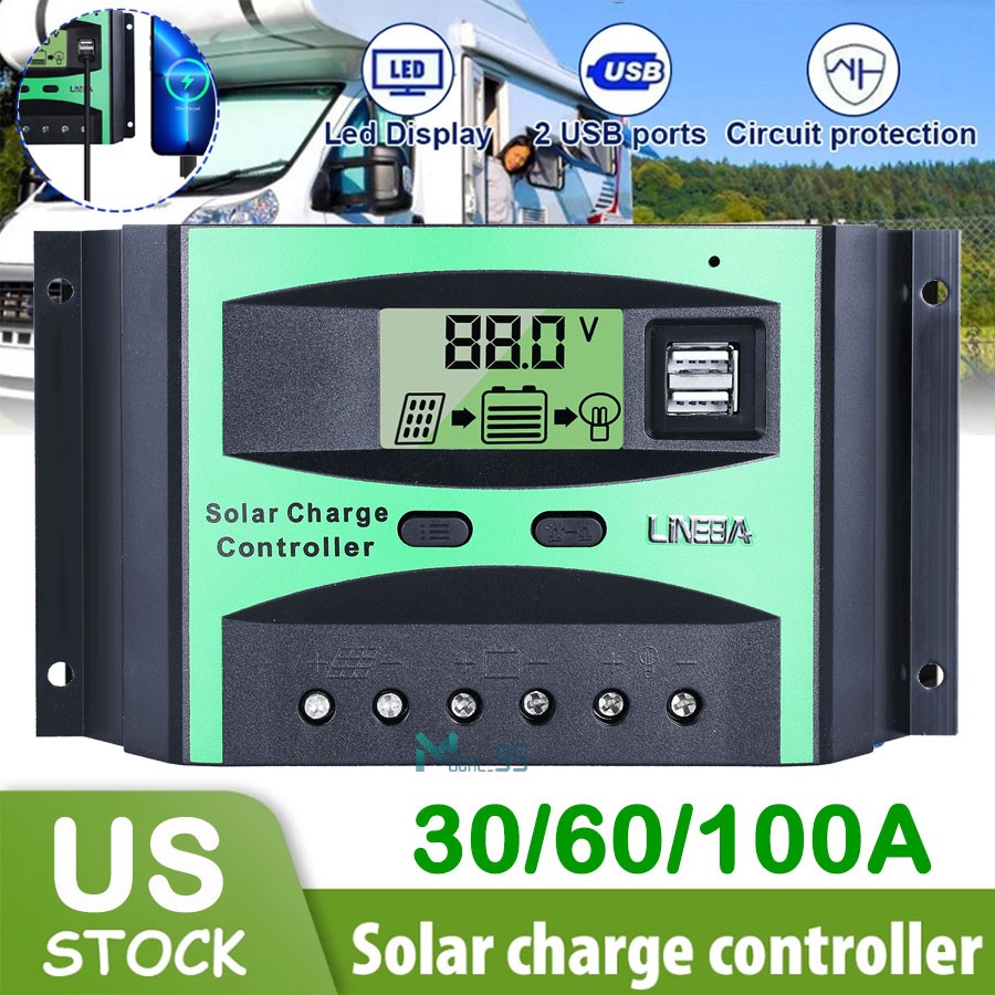 30-100A Solar Panel Regulator Charge Controller 12V/24V/48V Auto Focus Tracking
