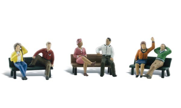 NEW Woodland Scenics People On Benches N Train Figures A2206
