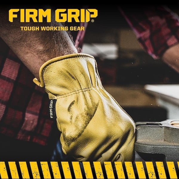 NWT Firm Grip Full Grain Deerskin Leather Work Gloves Size L 5137 Heavy Duty
