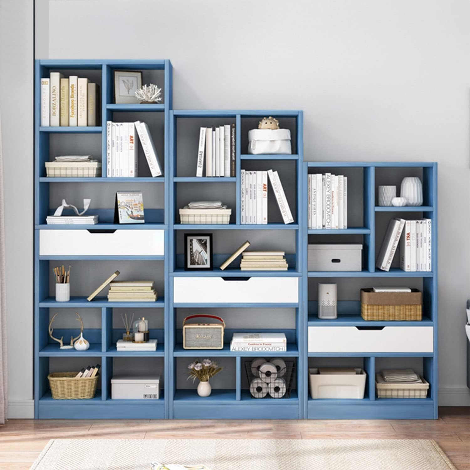 Wooden Open Shelf Bookcase 51" Height Freestanding Display Storage Cabinet