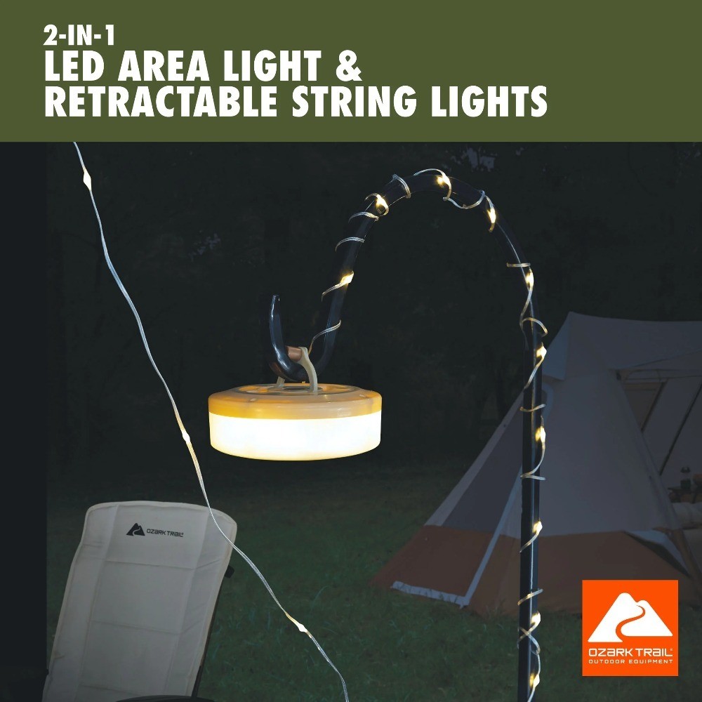 600 Lumen 2-in-1 Camping Light with 32.5 ft LED String Lights Portable Lantern