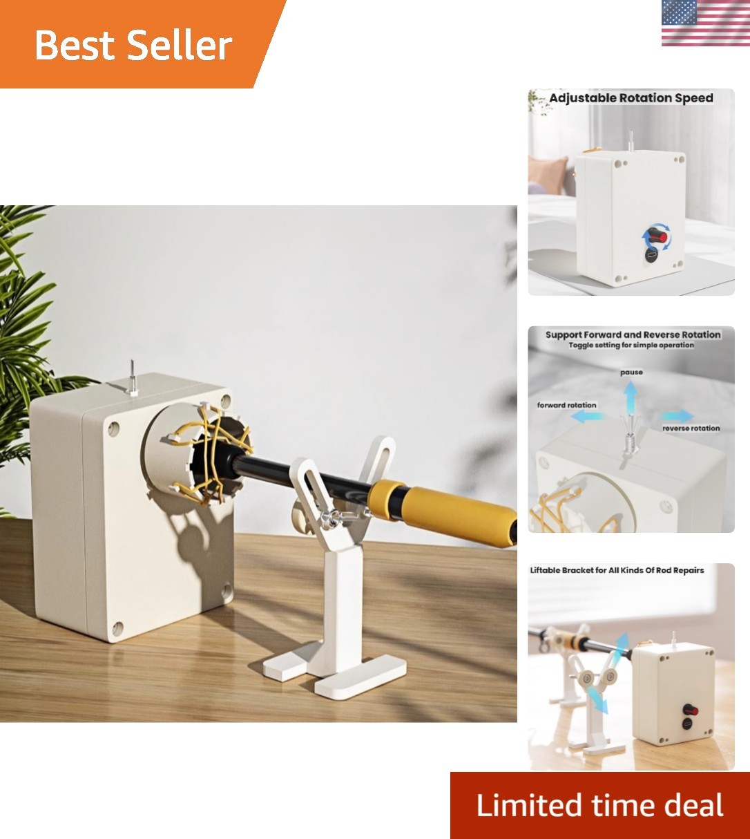 Bidirectional Rod Spinner for DIY Fishing Repairs - Compact & Lightweight Tool