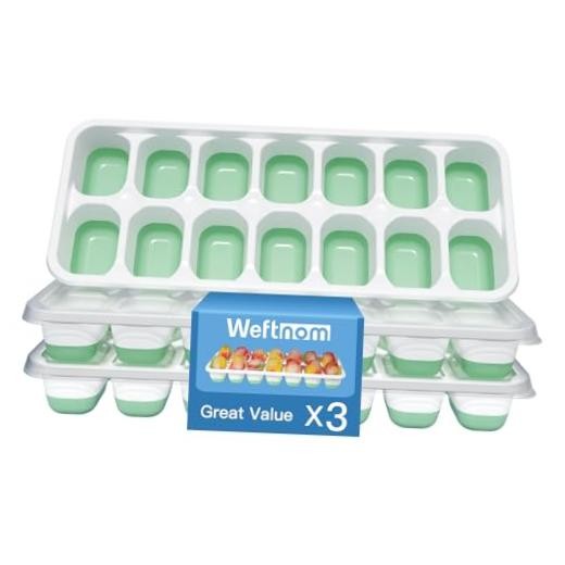 Ice Cube Tray with Lid Silicone Easy-Release Ice Trays for 3 Pack Sage Green
