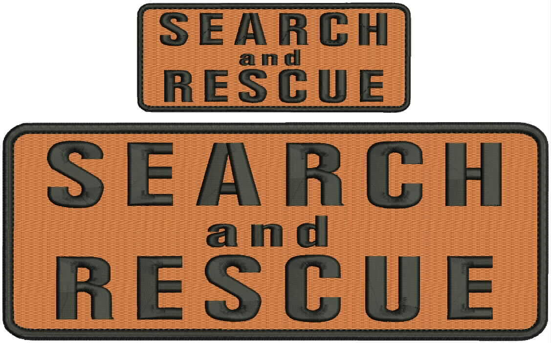 Search and Rescue embroidery patch 4x10 and 2x5 hook on back orange