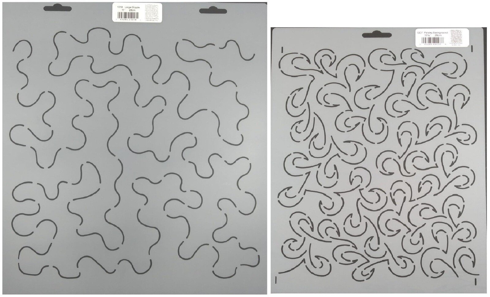 2 Quilting Stencils Large Stipple & Paisley Background Quilt Patterns Templates