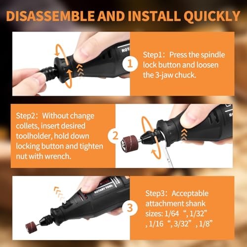 Rotary Tool Kit with MultiPro Keyless Chuck and Flex Shaft -140pcs Black