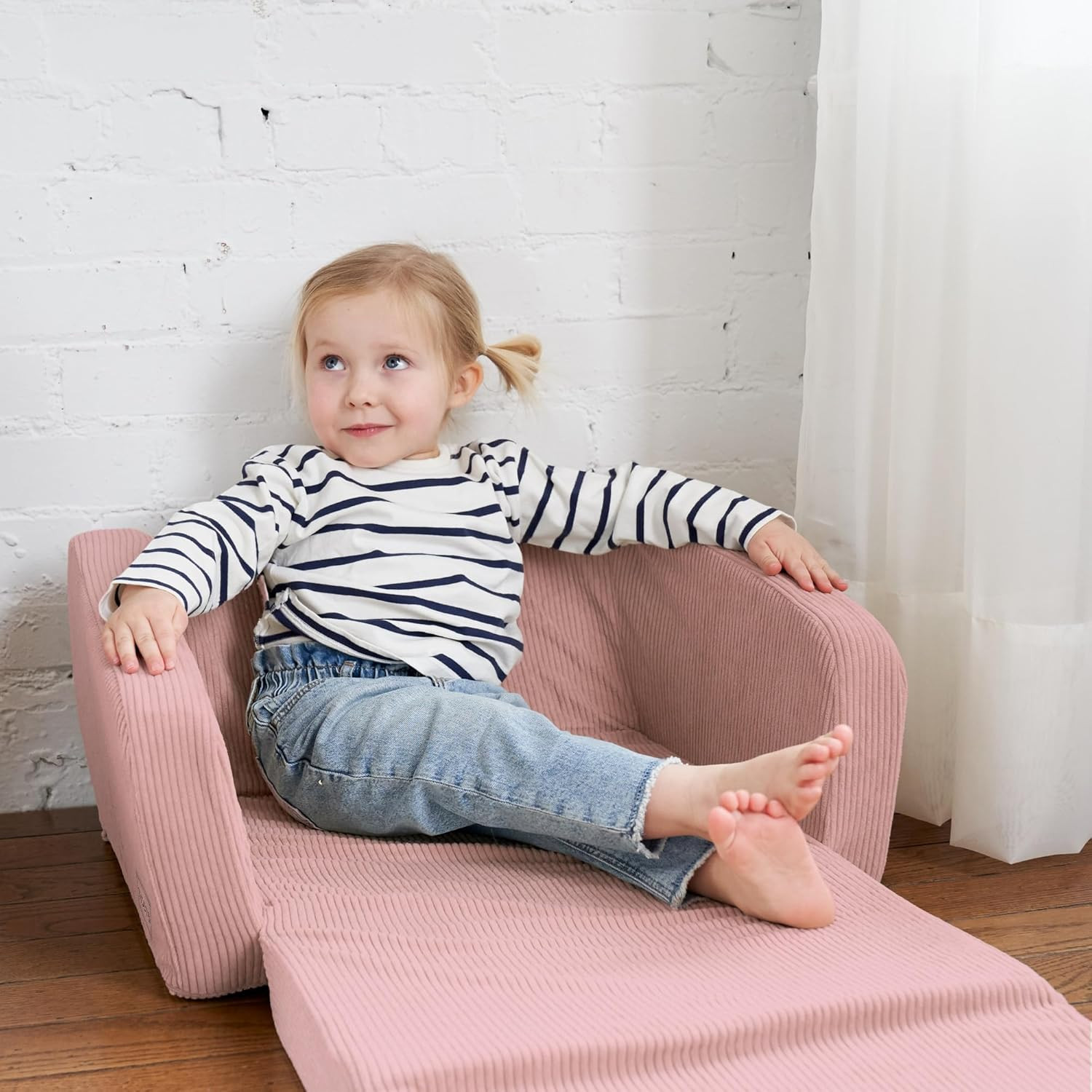 Comfy Kids Chair for Toddler - Stylish 2 in 1 Lounger Made of Memory Foam Easily