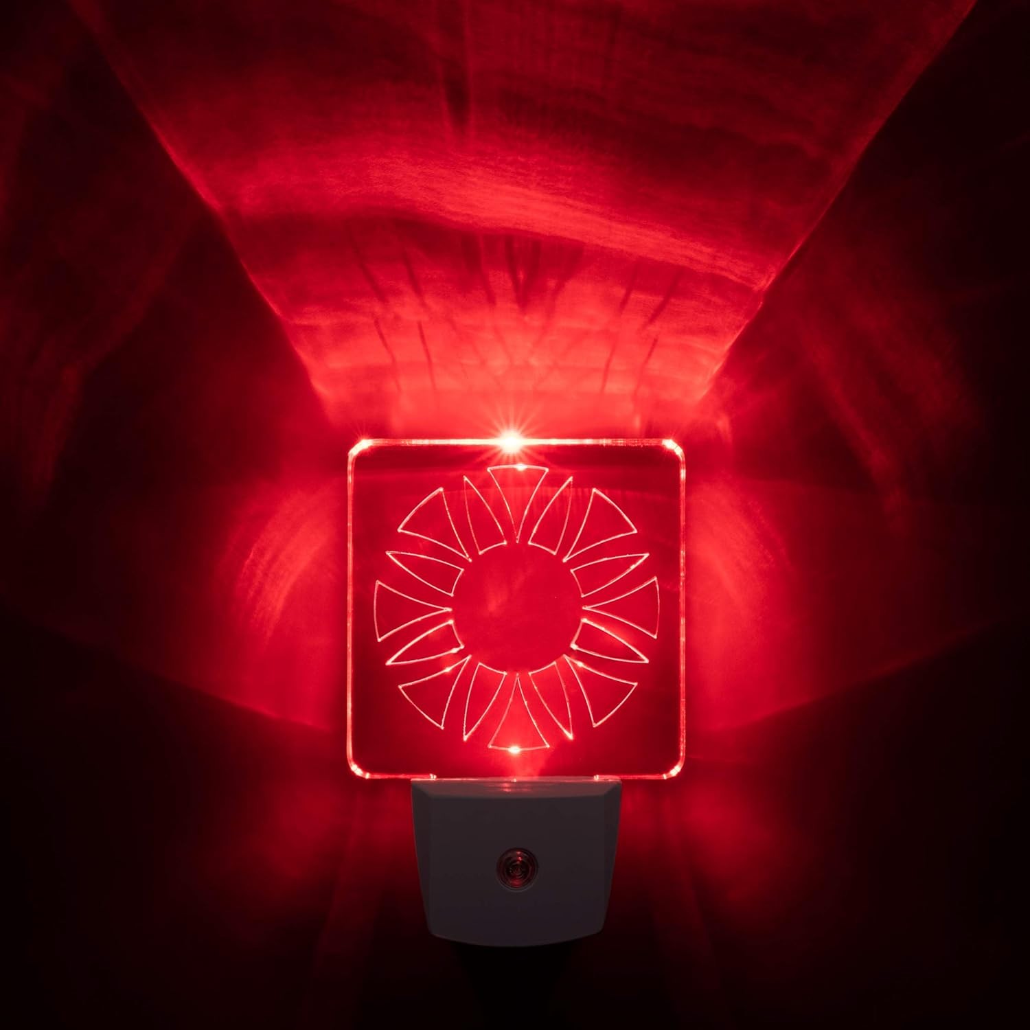 Red LED Dim Night Light for Bedrooms & Bathrooms [2 Pack] - Circle,