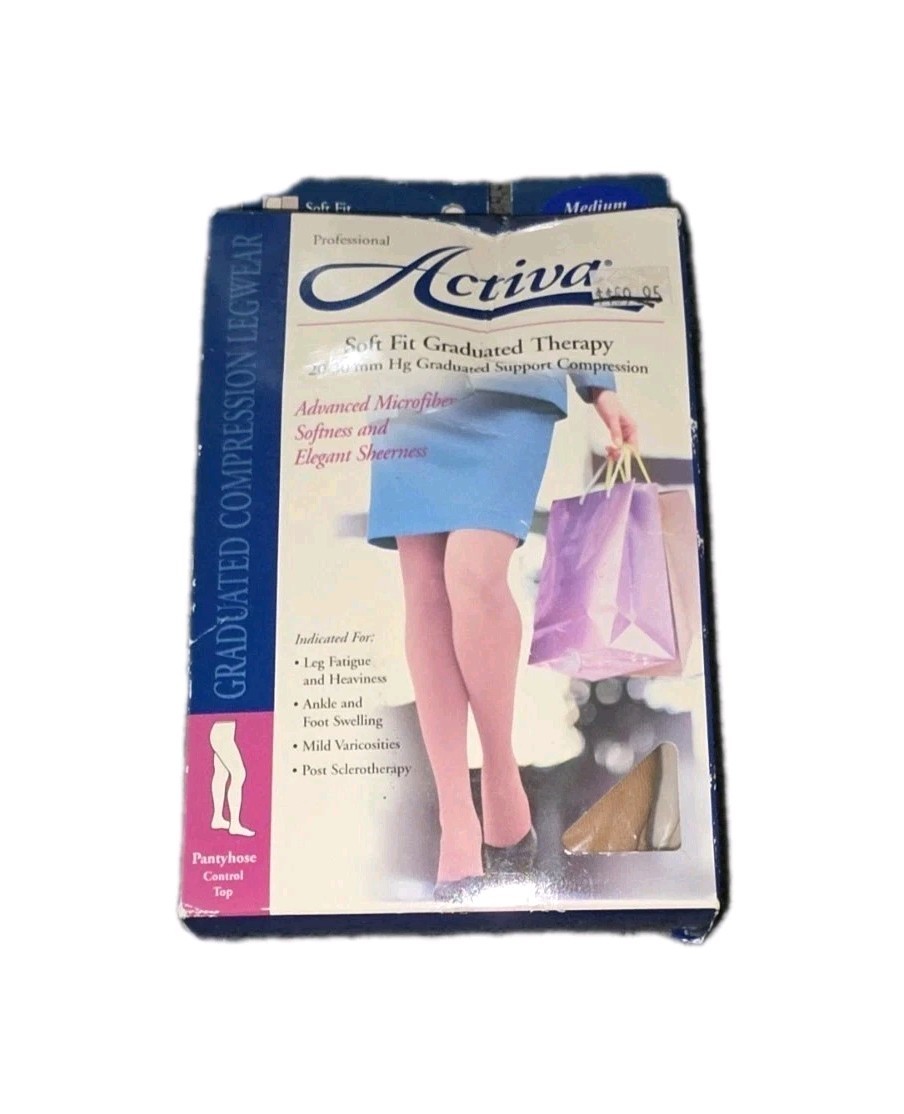 Activa Graduated Compression Legware Pantyhose Size Medium Beige 20-30 mm Hg