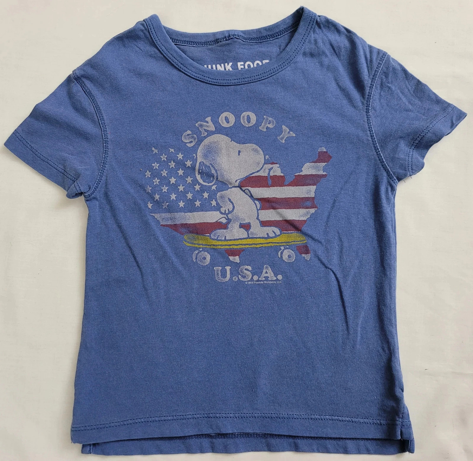 Peanuts Snoopy Kids USA Skateboard America Vintage Blue T-Shirt Tee 12M 18M 4T