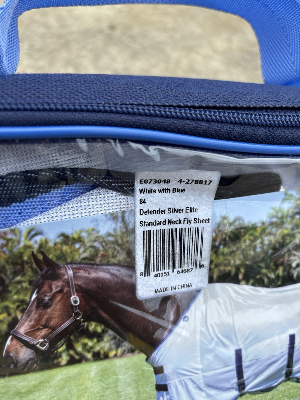 84” Defender Silver Elite standard neck fly sheet w/belly wrap