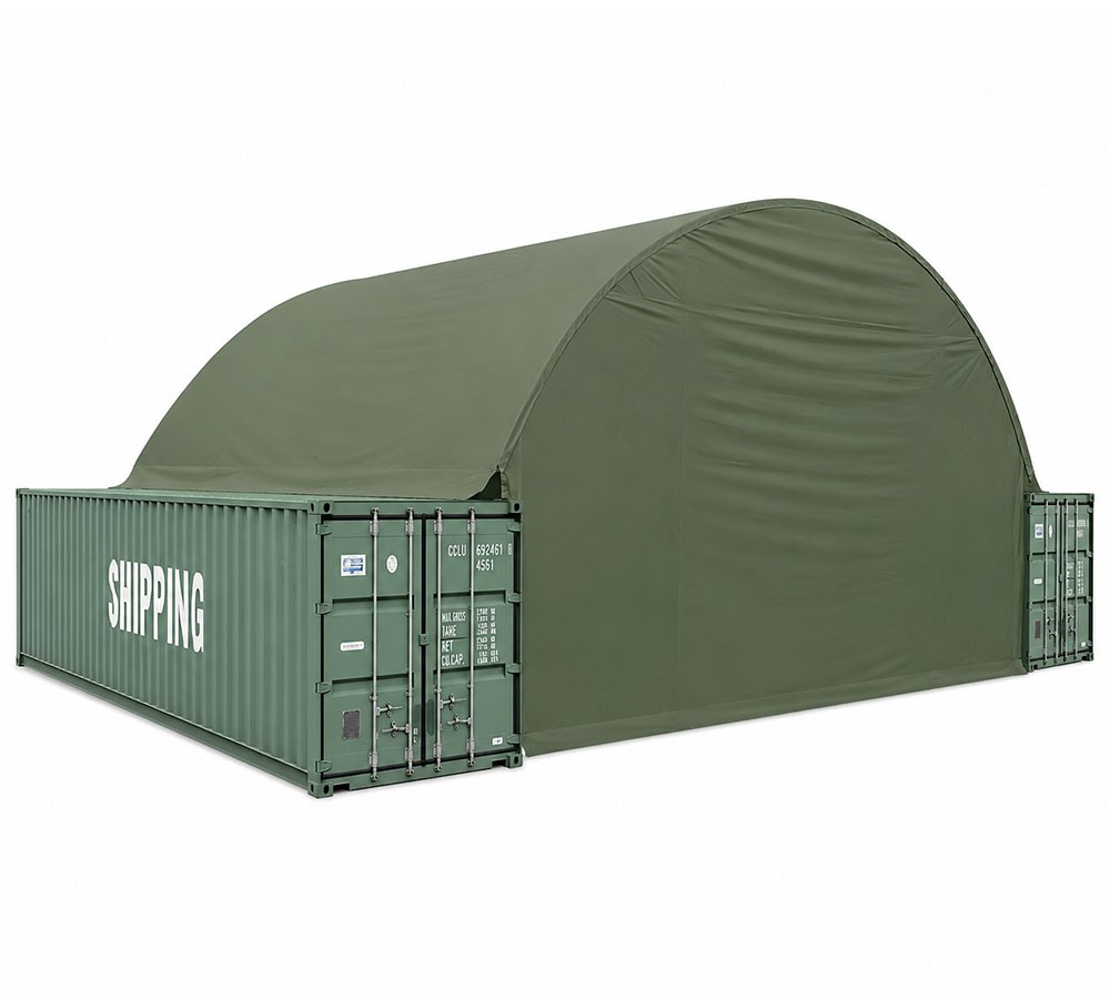 Military Green 21.5Oz PVC Waterproof 40' Wide Back Endwall w/No Access Door