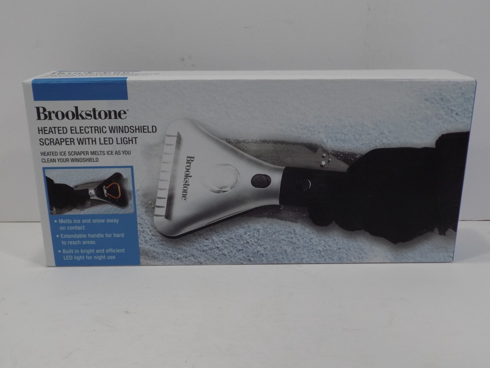 New!! Brookstone Heated Electric Windshield ICE Scraper SEALED NIB