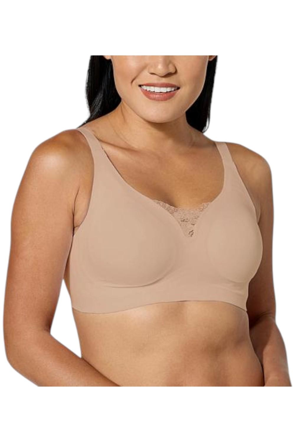 Rhonda Shear Invisible Edge Gel Bra w Lace Inset Beige