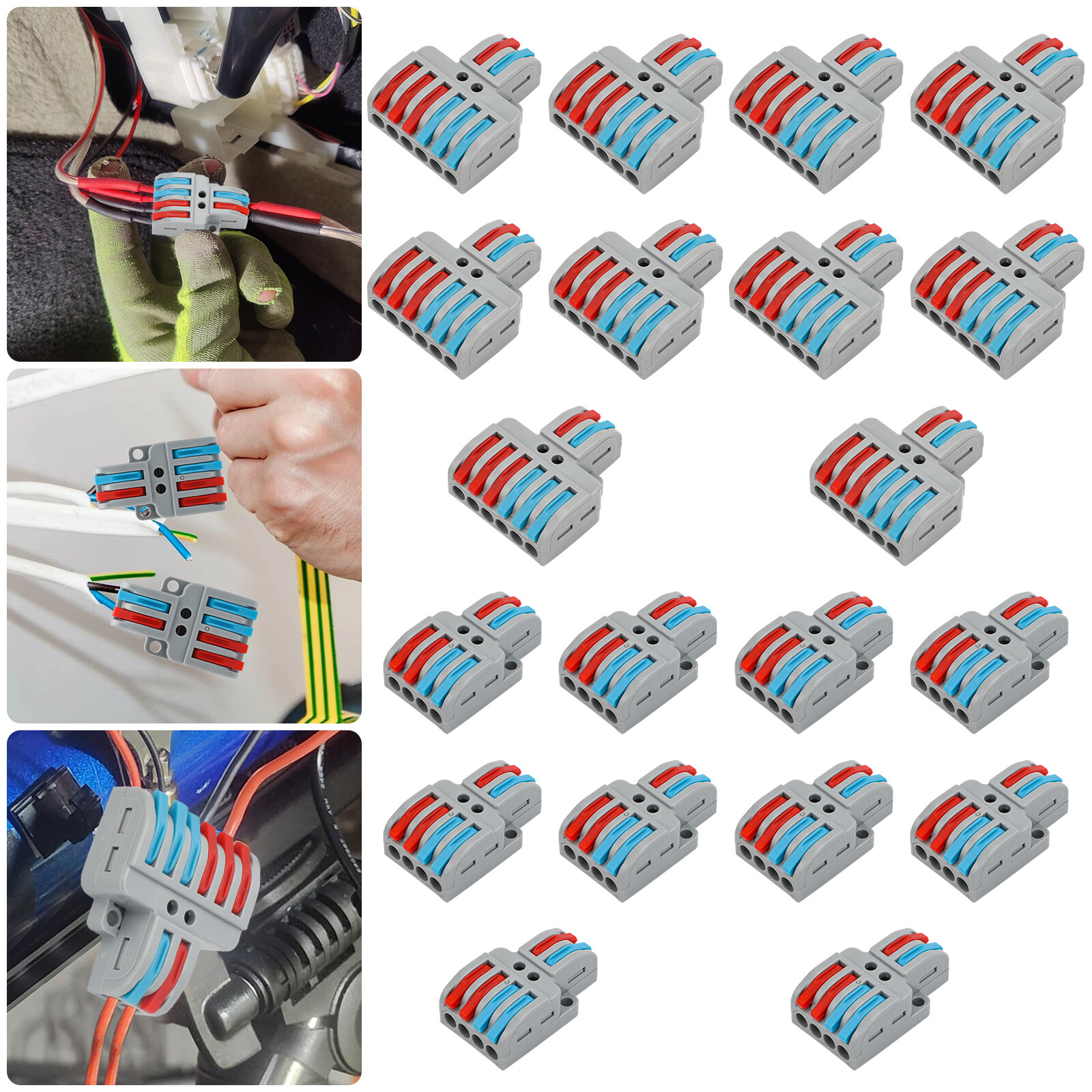 20x Quick Wire Connectors Push-in Lever Terminal Blocks 28-12AWG 2-in-6/ 2-in-4