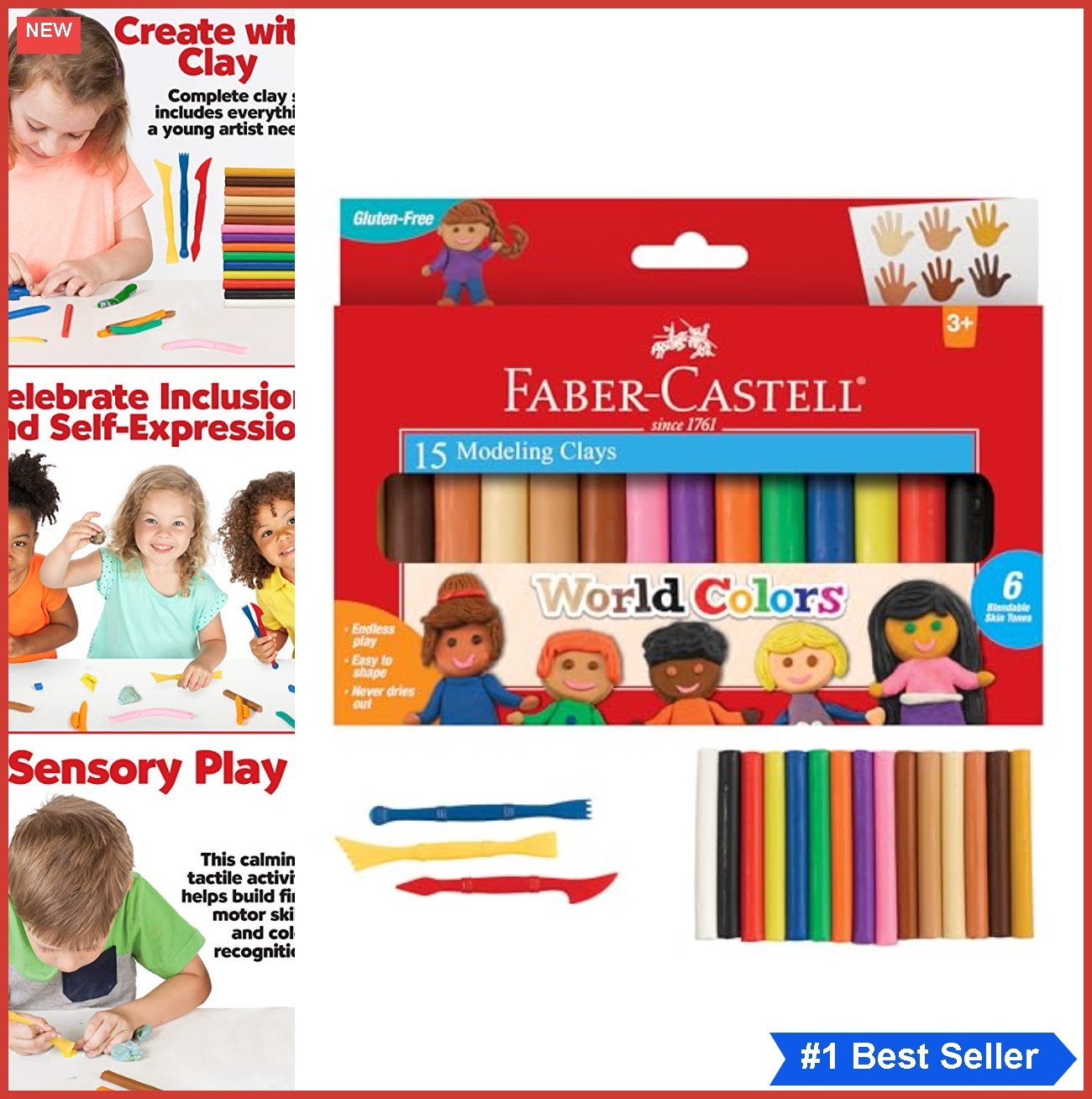 Modeling Clay Set 15 Colors Non Drying Sensory Play Skin Tones Tools