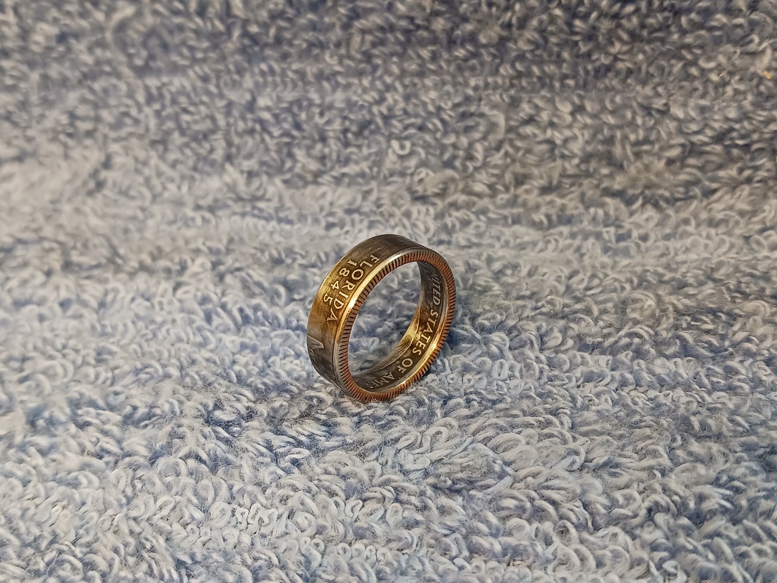 Florida Handcrafted Washington Quarters coin ring, size 6-1/2  2004