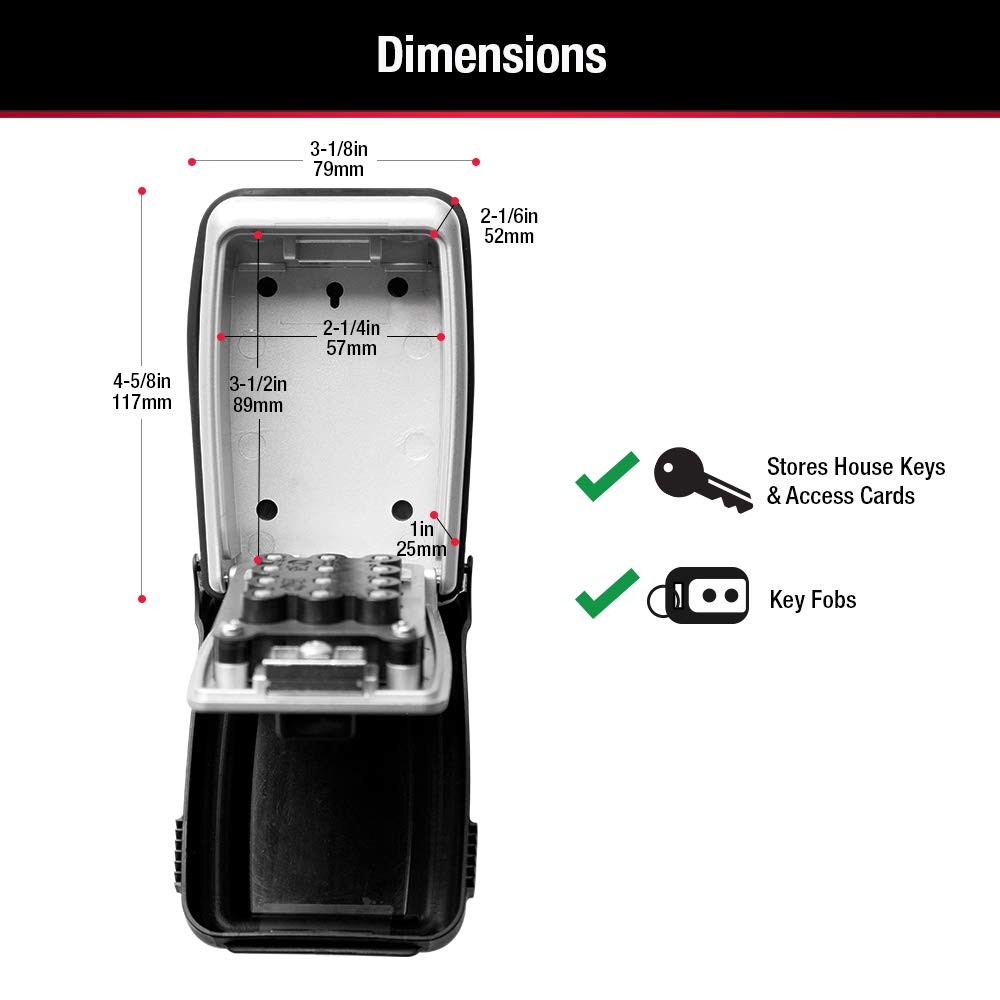 Master Lock 5423EC Wall Mount Key Lock Box 5 Key Capacity Black