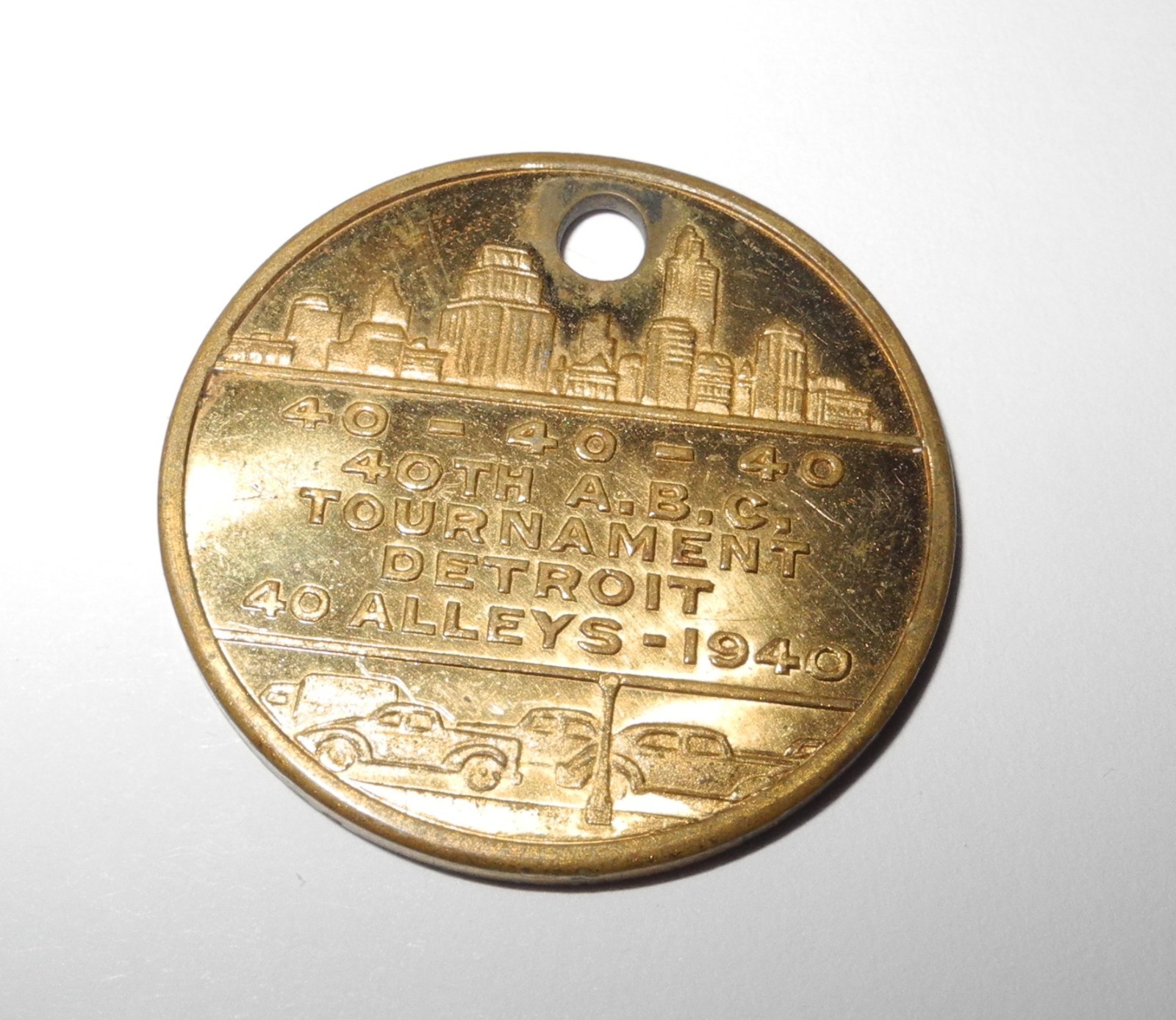 1940 Detroit Alleys American Bowling Congress ABC Tournament Medal Coin Token