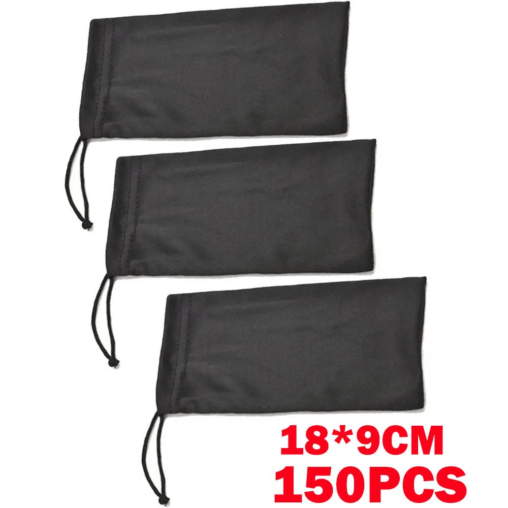 150x 18*9cm Black Micro Fiber Sunglasses Carrying Pouch Soft Case Glasses Bags