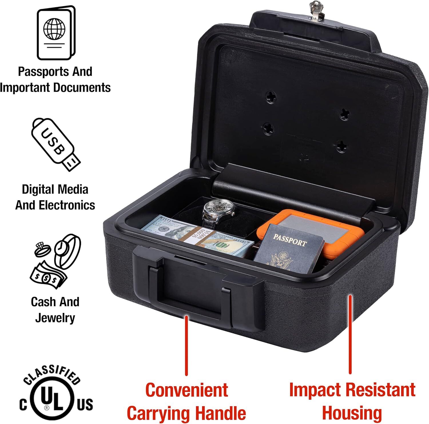 Sentrysafe Fireproof Document Safe 018 Cu Ft Key Lock Portable Security Box
