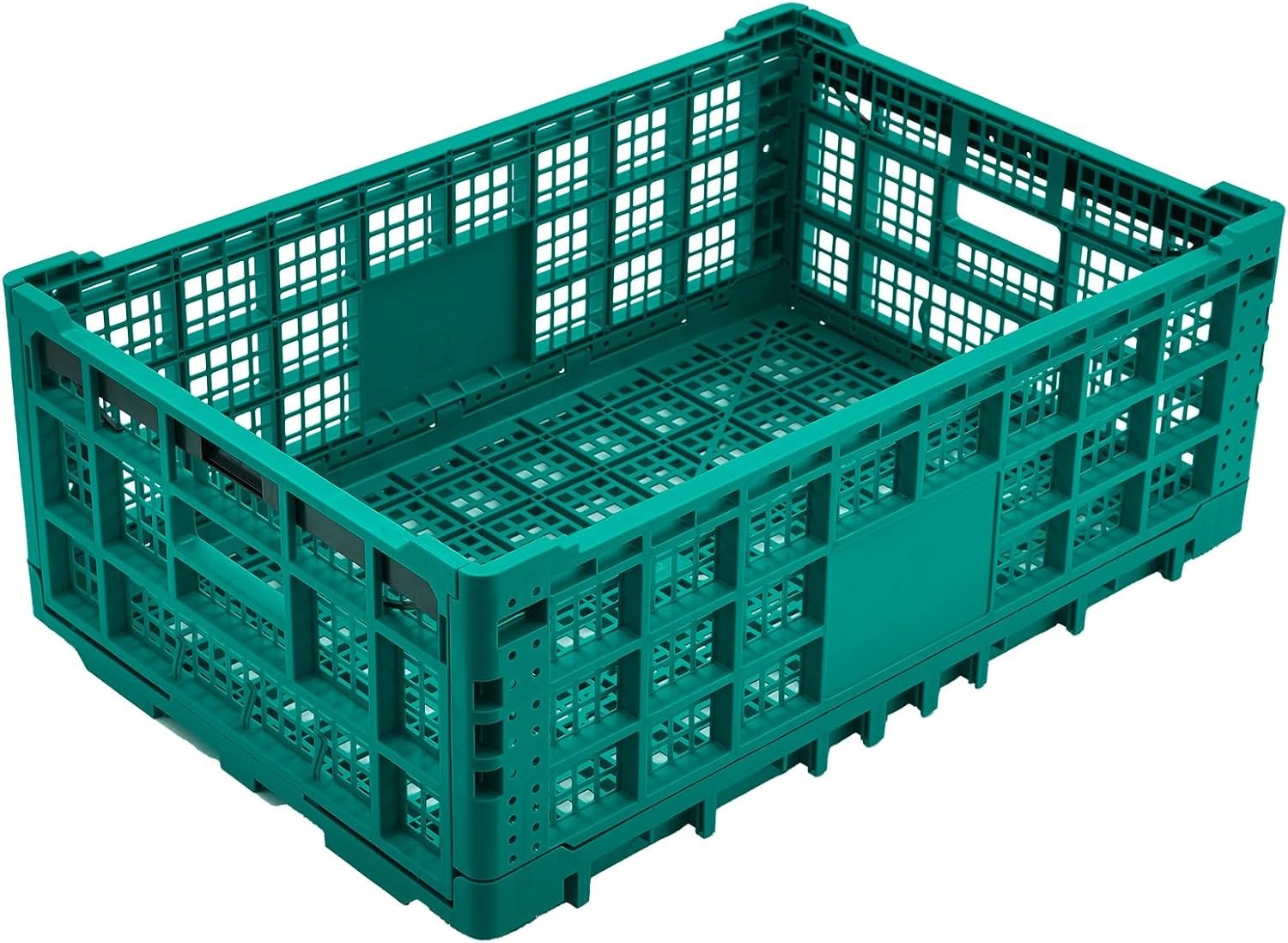 52L Heavy-Duty Collapsible Milk Crate Storage w/ Reinforced Wall Foldable Green