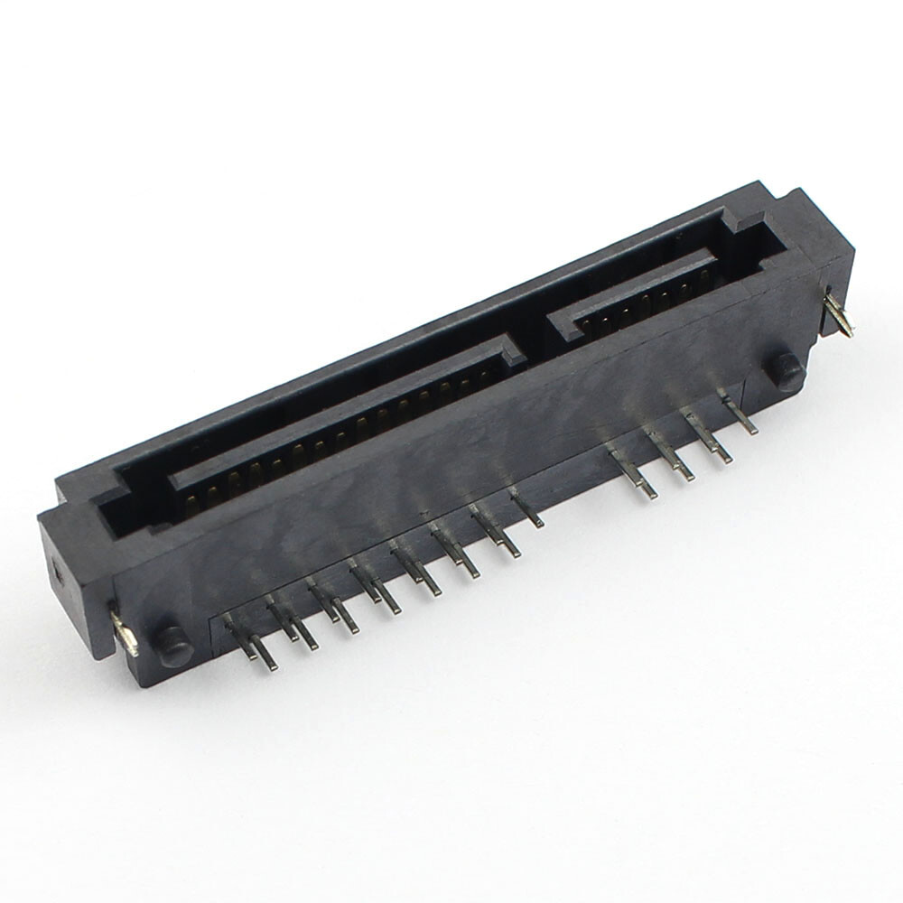 2Pcs Sata 7+15 22 Pin Right Angle DIP Male Interface Socket Connector Hard Drive