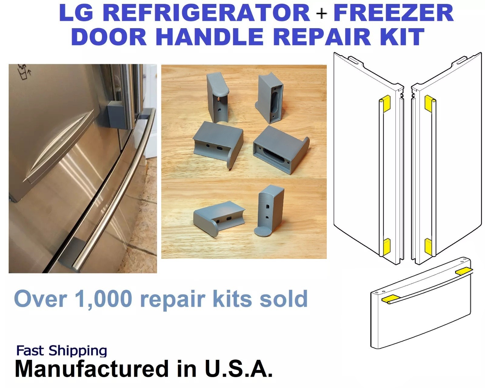 LG LRFD25850ST Repair Refrigerator + Freezer Handles 3651JA2269Q 3651JA2268G
