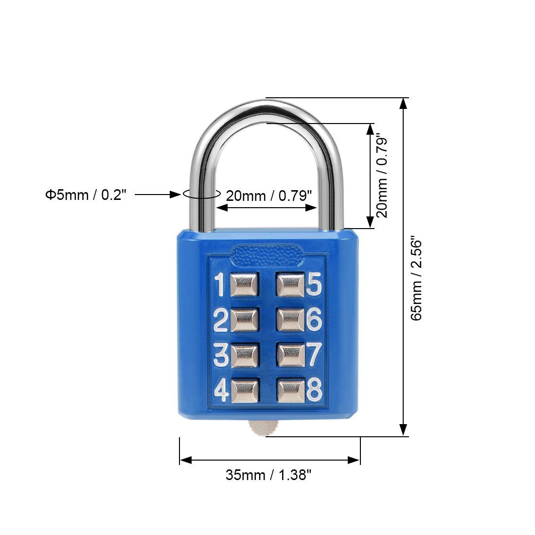 uxcell® 8-Digit Combination Padlock Push Button Lock for 8-Digit,2Pcs, Blue