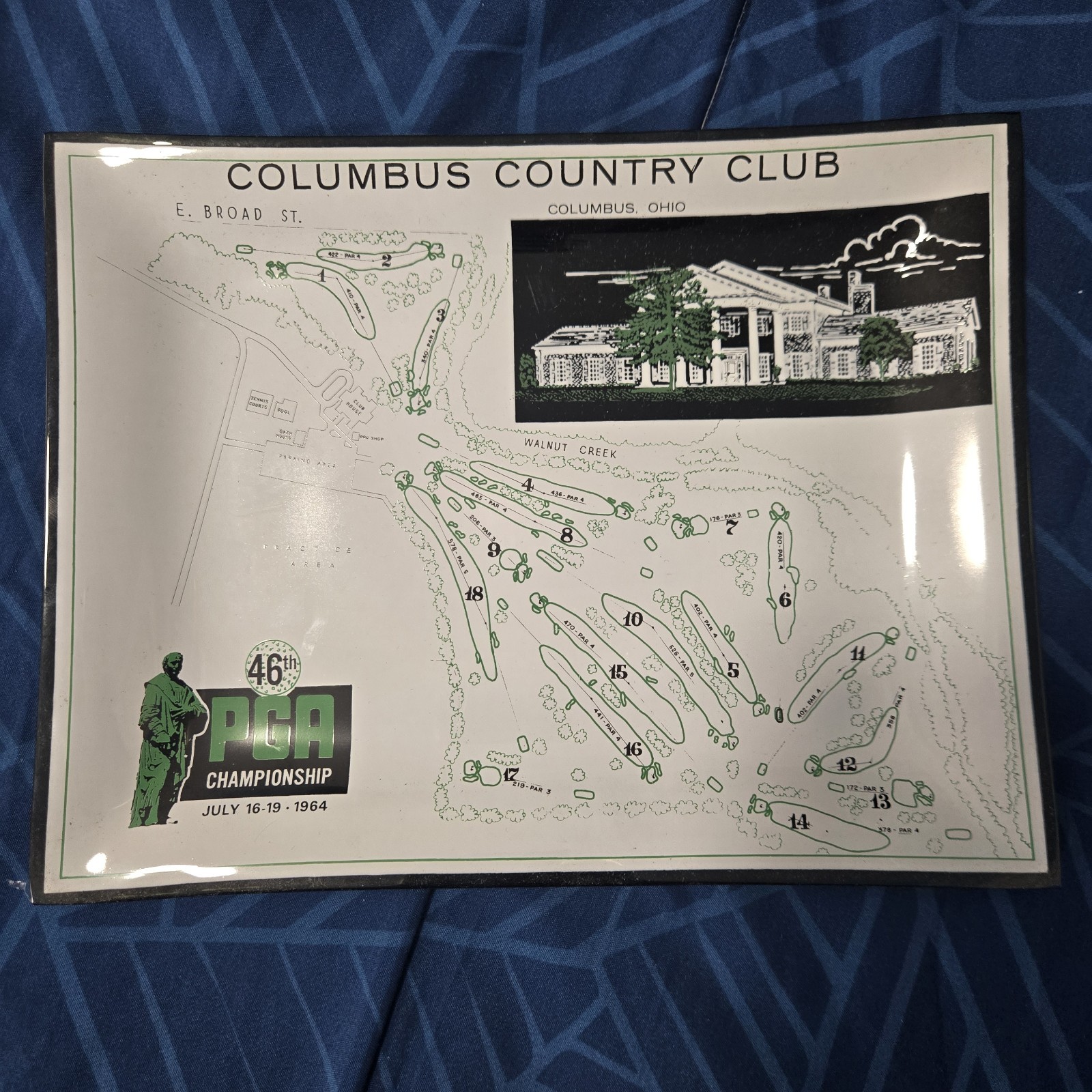 1964 PGA Championship Trinket Tray Columbus Country Club Ohio Golf Plate 9x7