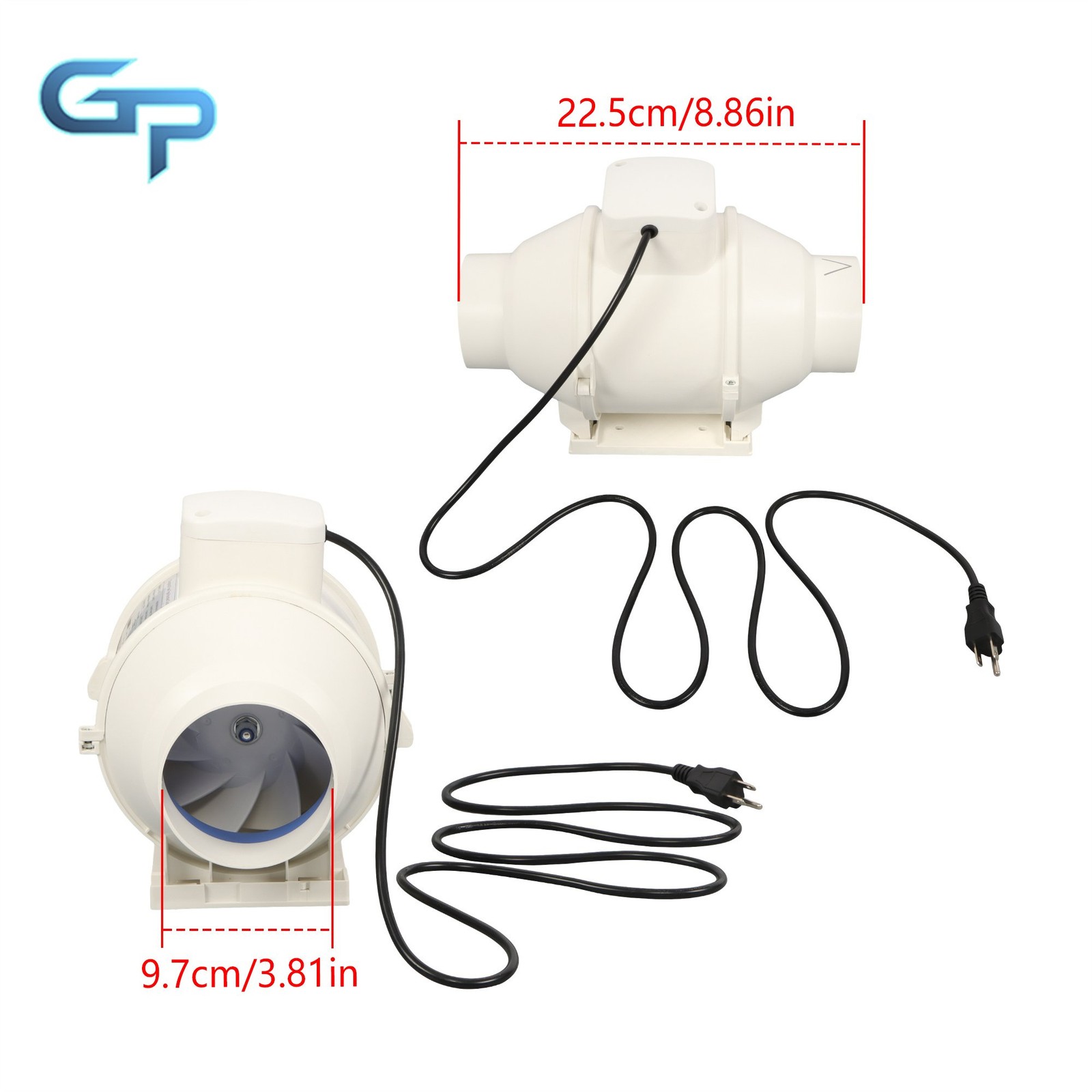 4 Inch Inline Duct Fan 280 CFM Pipeline Pressurization Ventilation Exhaust Fan