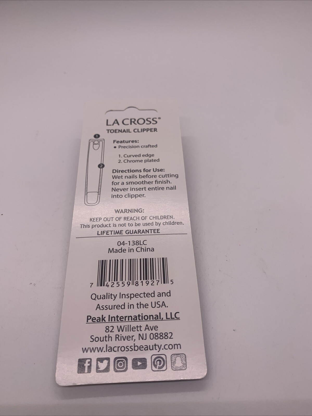 La Cross Toenail Clippers Curved Edge Chrome Plated