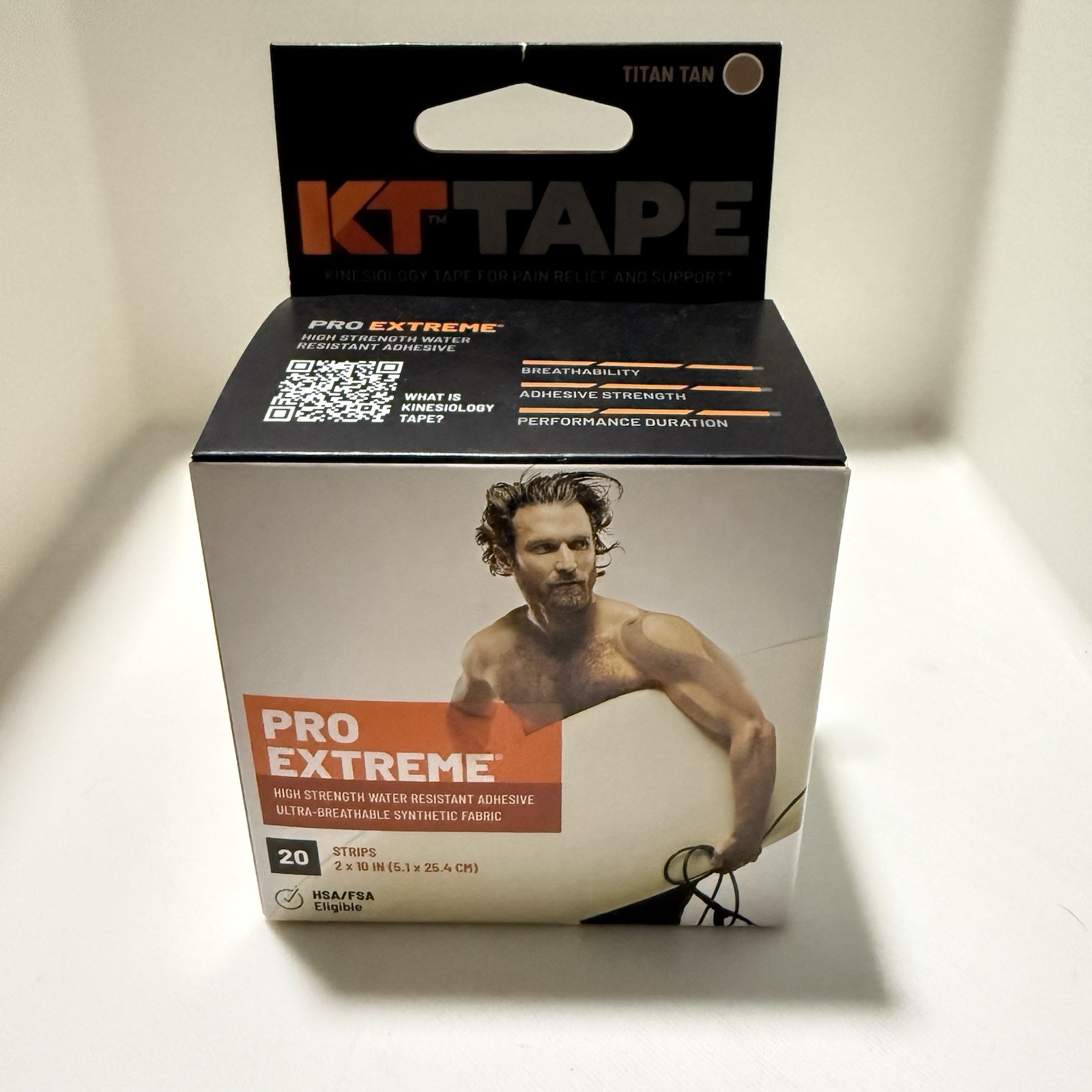 NIB KT TAPE Pro Extreme Sports Tape Titan Tan 20ct 2in x 10in Water Resistant