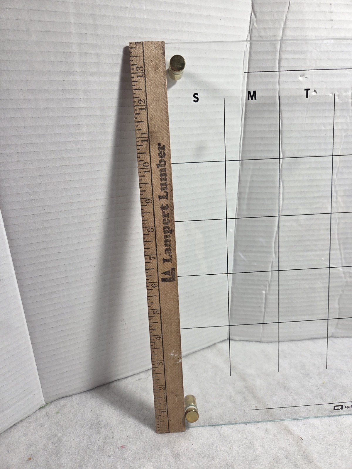 Clear Glass Monthly Offset Desktop Calendar Dry Erase Reuseable Brass Hardware