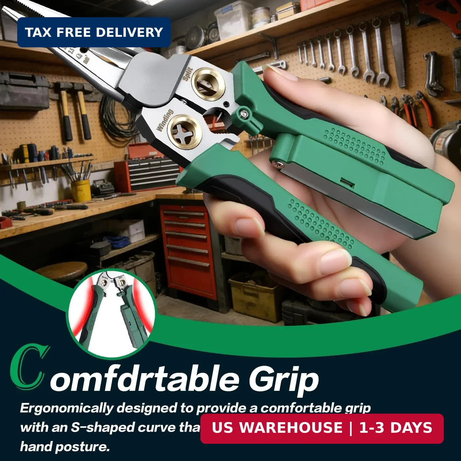 8-in-1 Wire Crimper Stripper with Voltage Detector & Dual Alarms - Heavy Duty 12