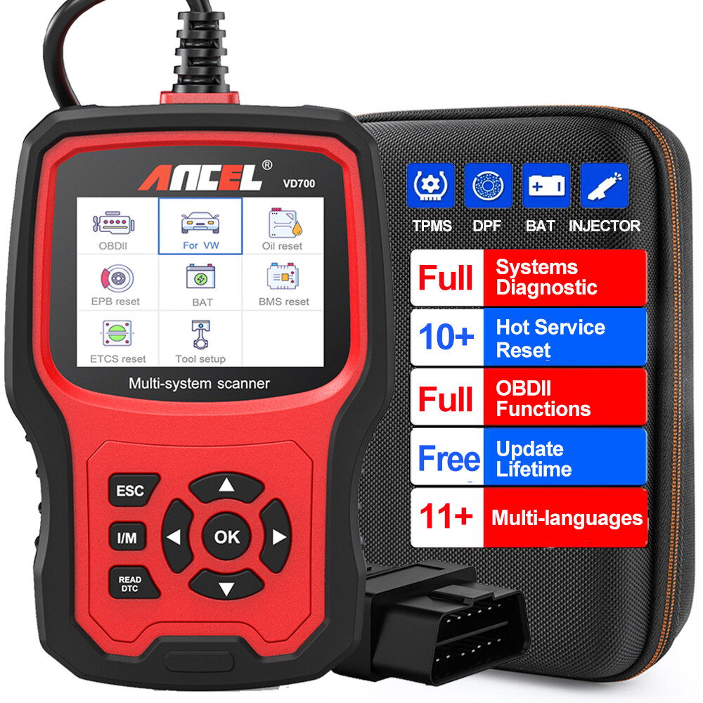 ANCEL VD700 Full System Scanner Diagnostic ABS SRS EPB OBD2 Code Reader For VAG