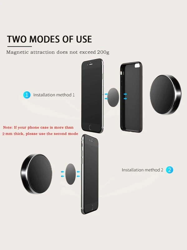 2 Pack Magnetic Car Mount Universal Phone Holder Universal Stick On Dashboard