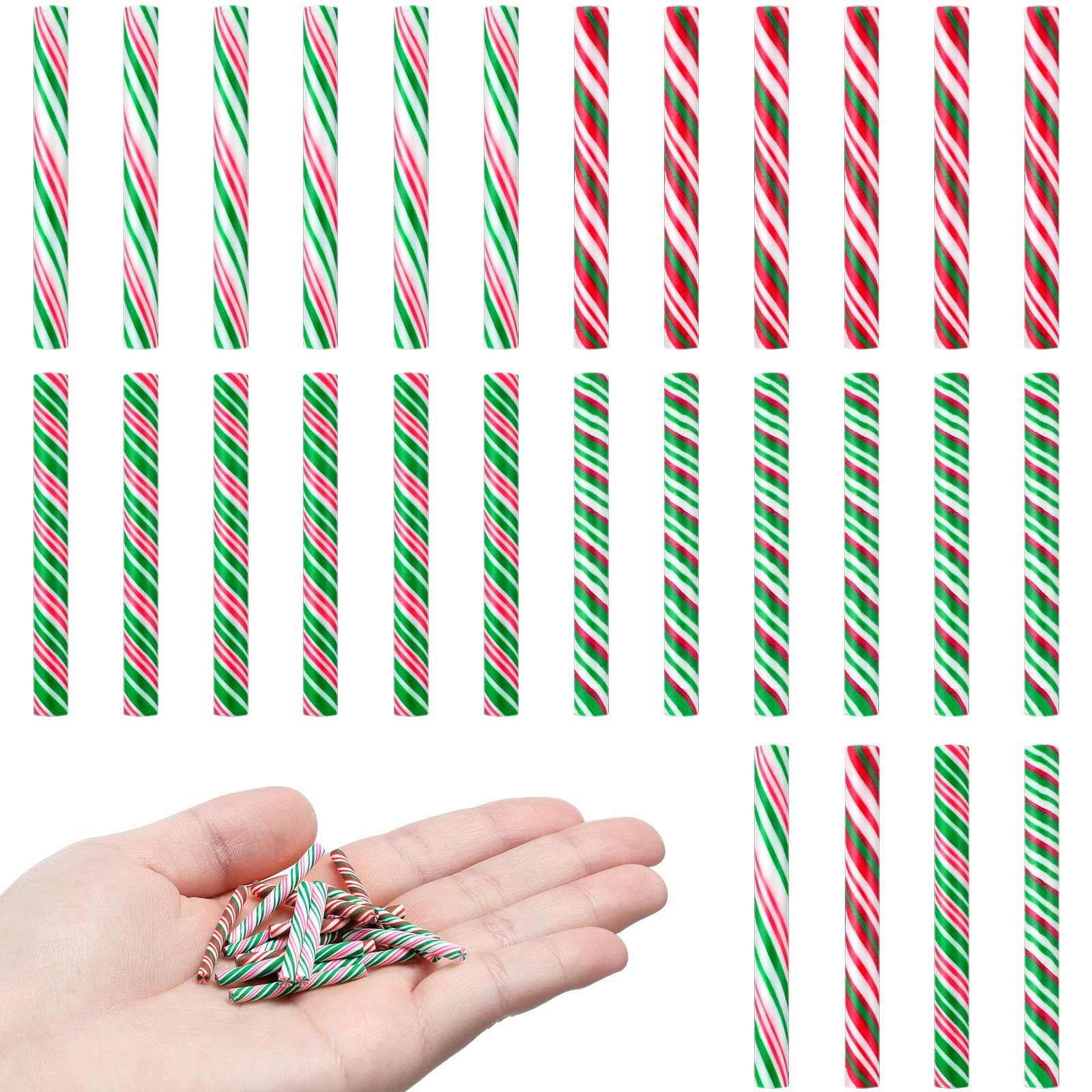 60 Pcs Christmas Candy Cane for Crafts Plastic Fake Candy Decor Rainbow Mini ...