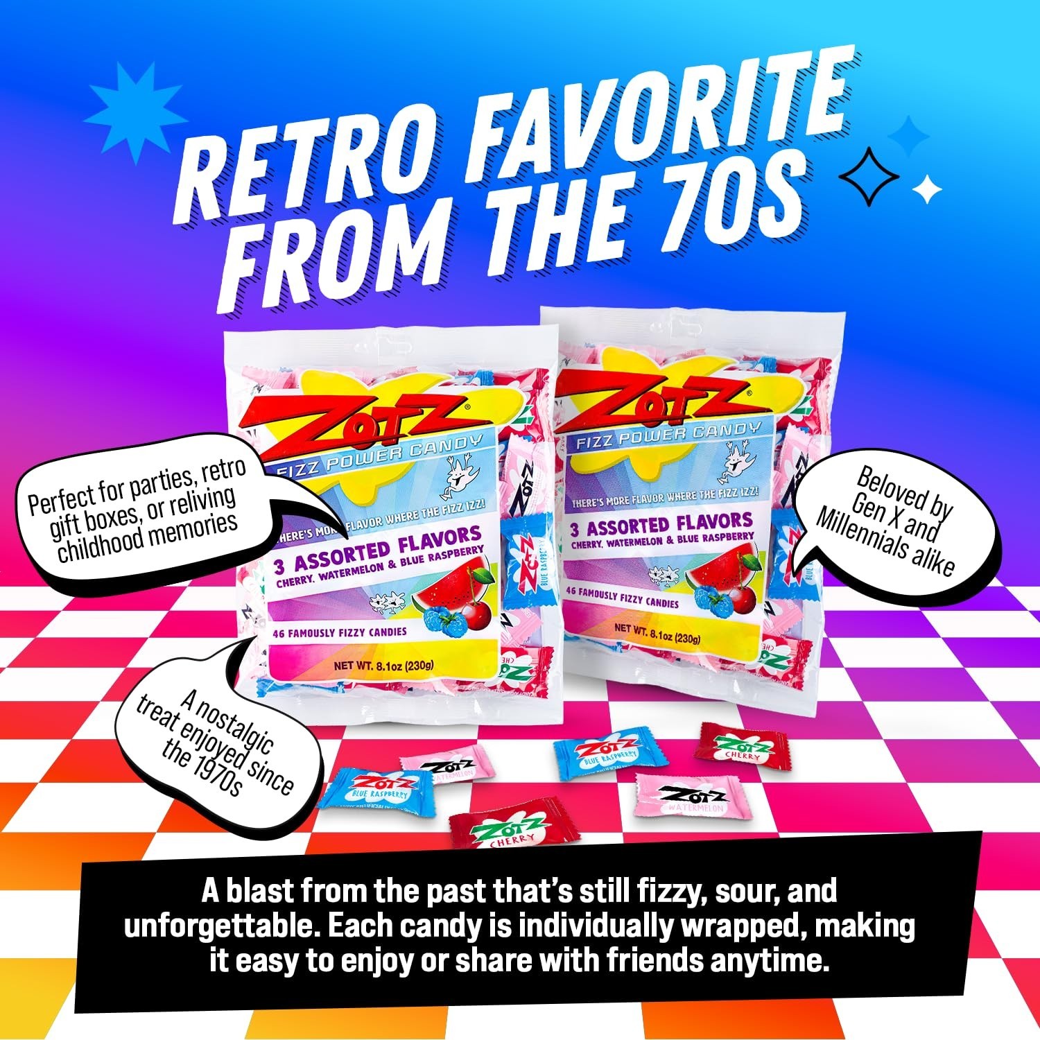 Fizzy Sour Candy Bulk - Retro Italian Hard Candy Individually Wrapped - Class...