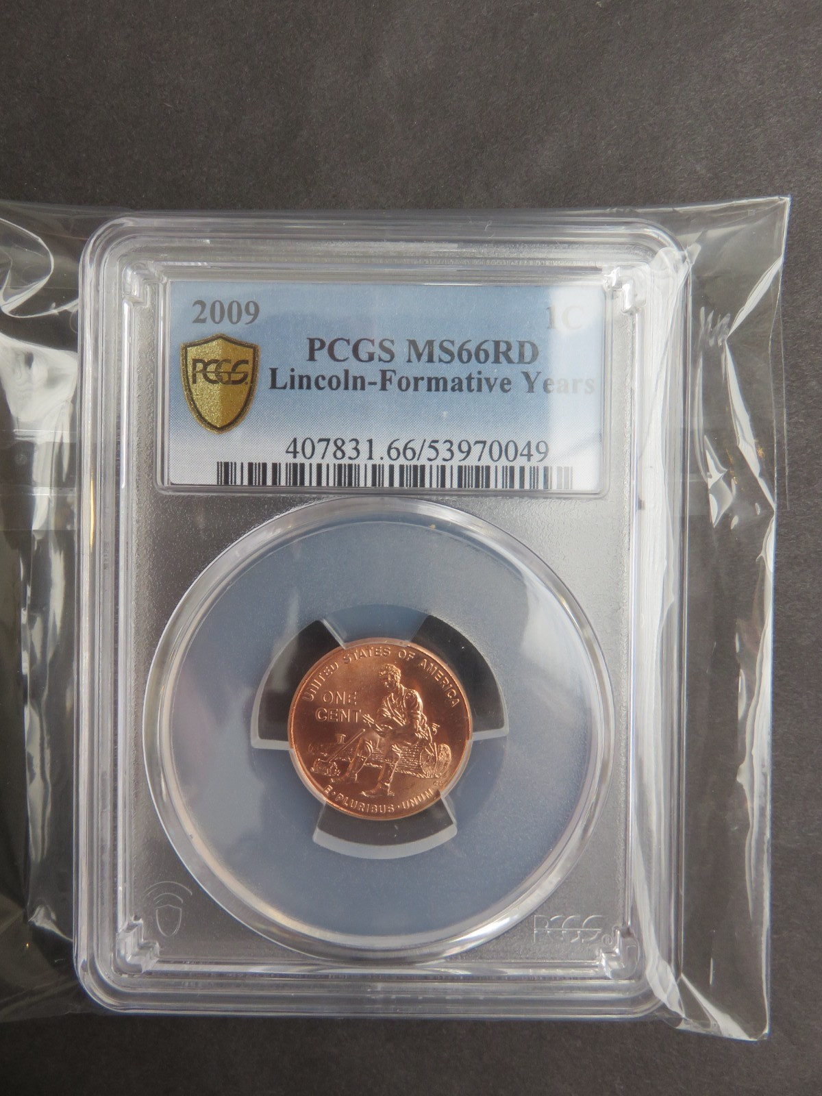2009 Lincoln-Formative Years Cent, PCGS MS66RD Gold Shield Clean Case & Coin