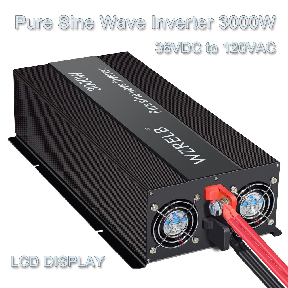 36V Pure Sine Wave Power Inverter 3000W Car Truck Solar Motor Home System RV LCD