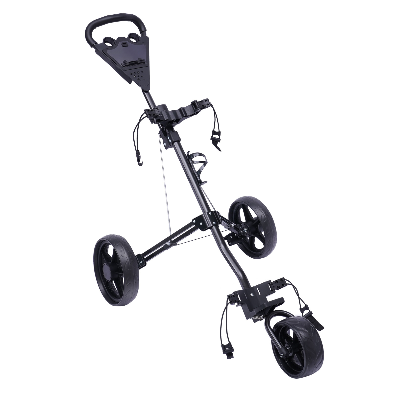 3 Wheel Golf Push Cart Folding Golf Walking Push Cart Roller Golf Bag Holder
