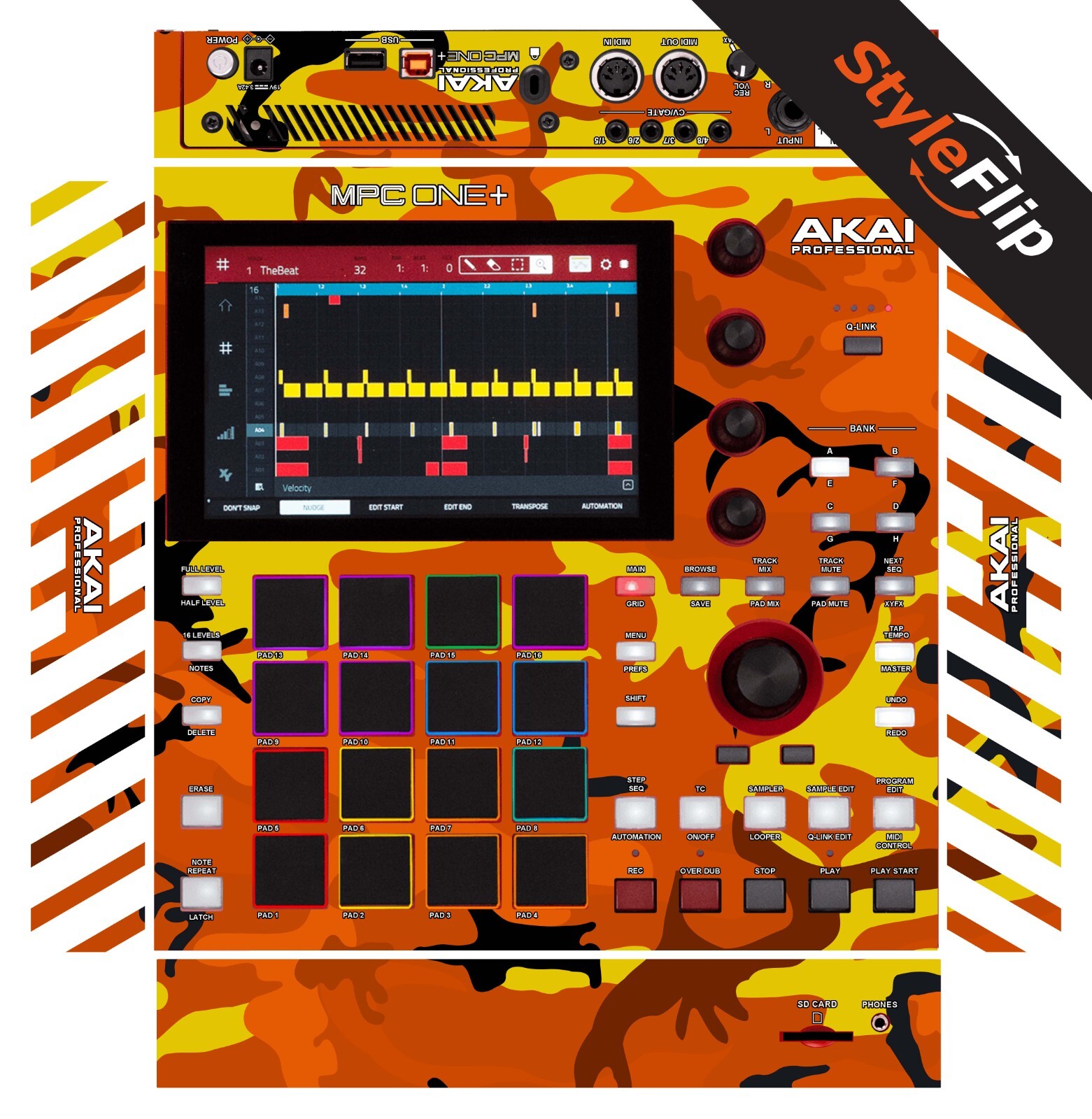 Akai MPC One Plus | Camo Orange | Protective Decal | StyleFlip Skins