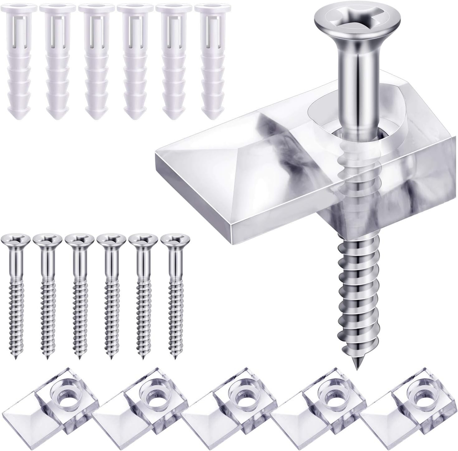 Blulu 20 Pack Mirror Holder Clips for 6 mm in (6/25) Glass Hanging...