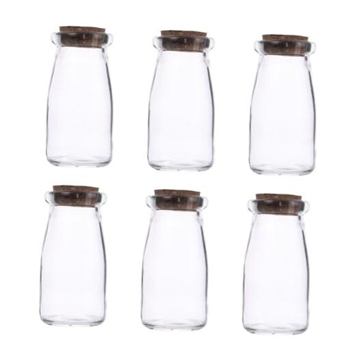 Set of 6 Mini Glass Pudding Jars with Cork Lids, 3.38 oz, Party Wedding Favor