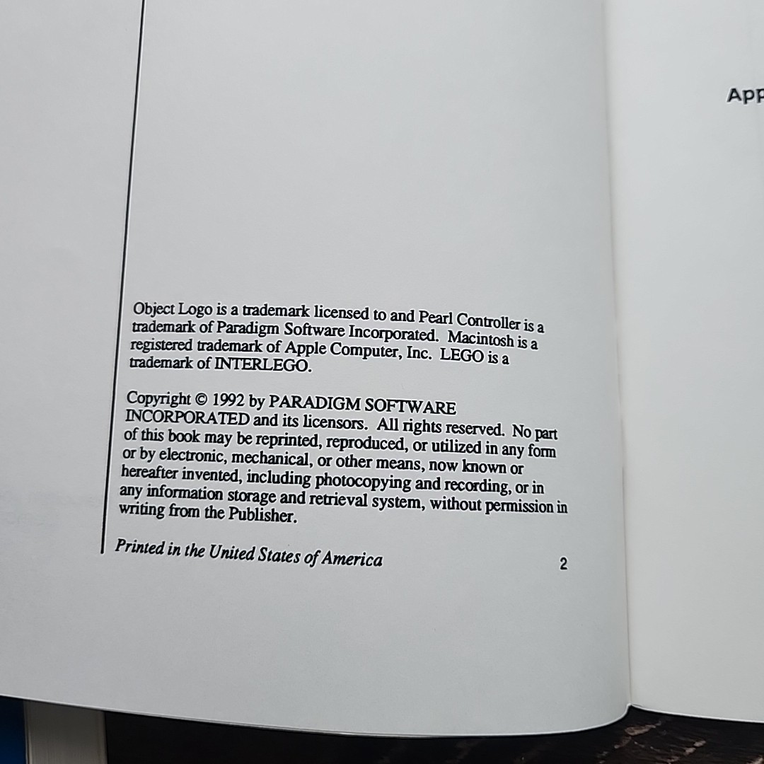Vintage ObjectLogo Books for Apple II by Paradigm Software Manual & Supplement