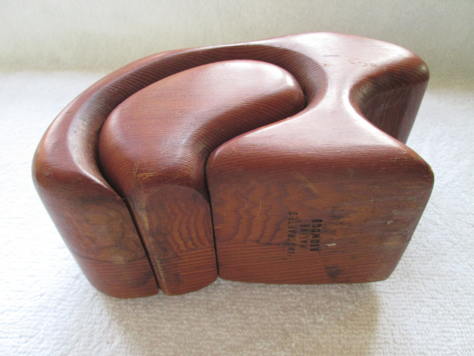 Handcrafted native redwood, "bear" stash box