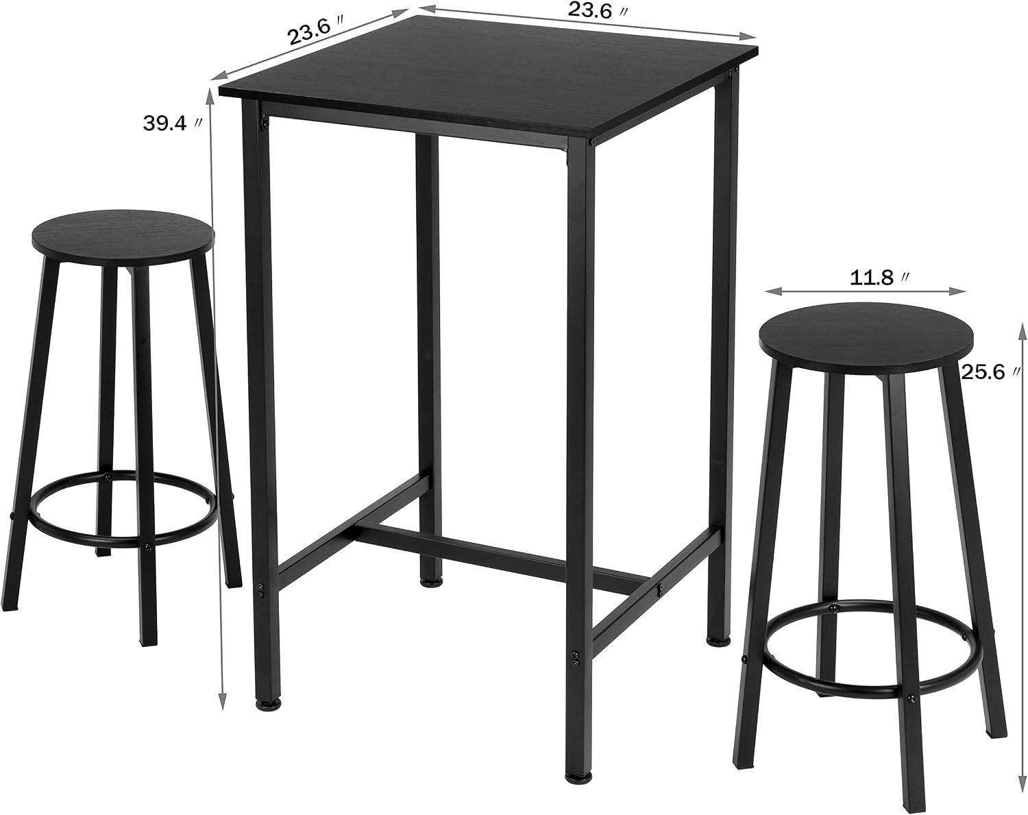 Bar Table Set 23.6" Pub Table High Top Table Square Bar Height Table Bar Table