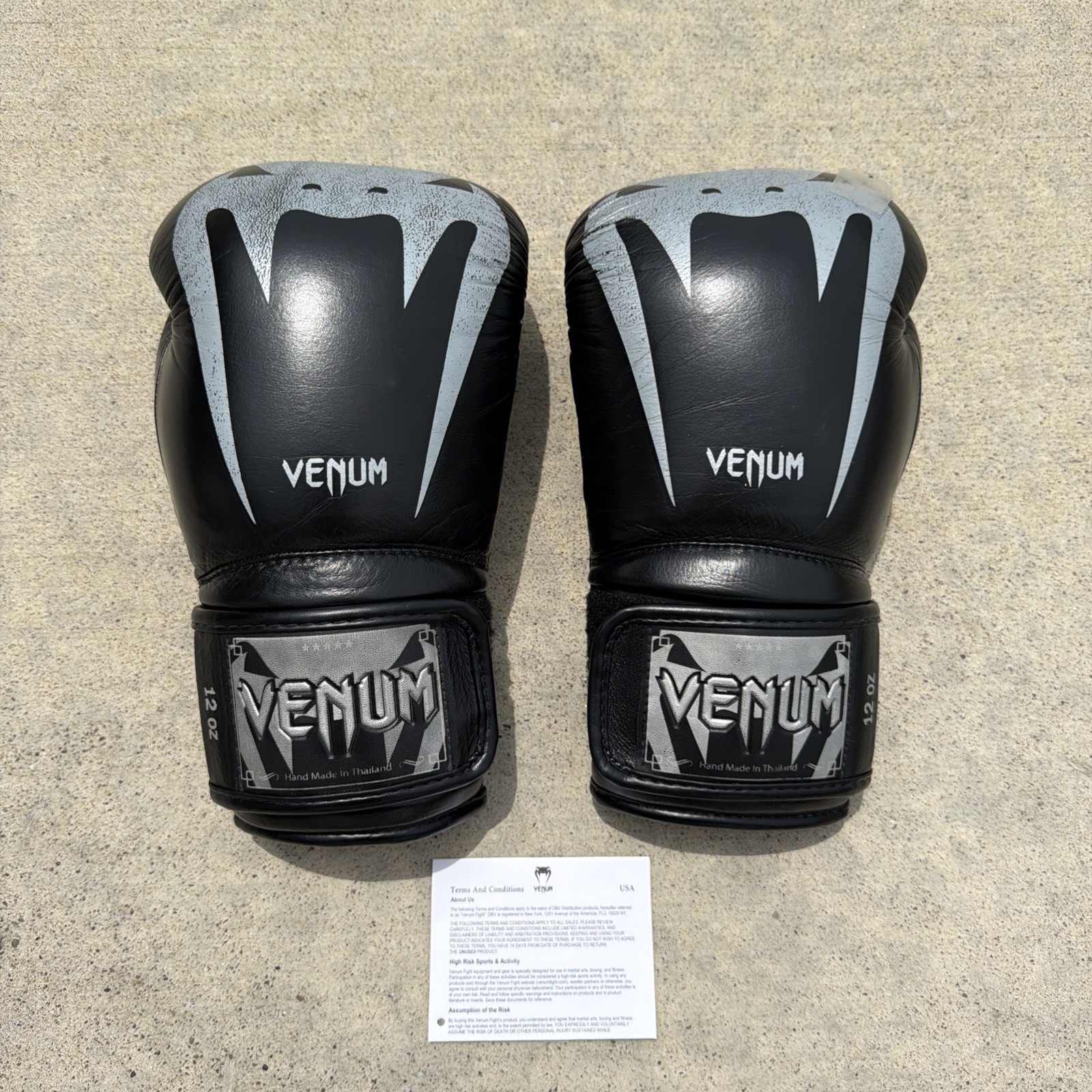 Venum Giant 3.0 Nappa Leather Hook and Loop Boxing Gloves - Black/White 12oz