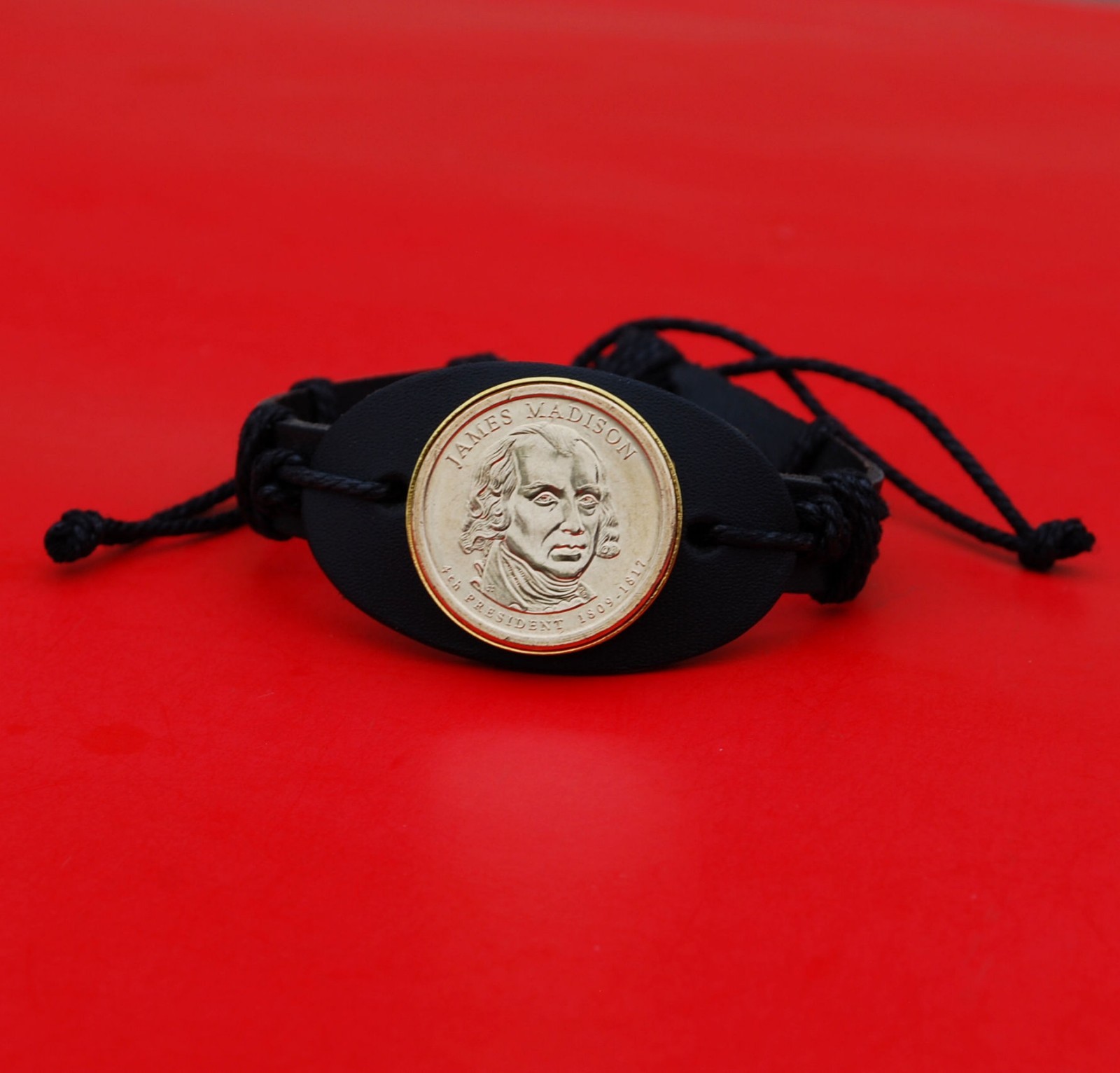 2007 Presidential Coin Genuine Leather Wristband Bracelet -  James Madison